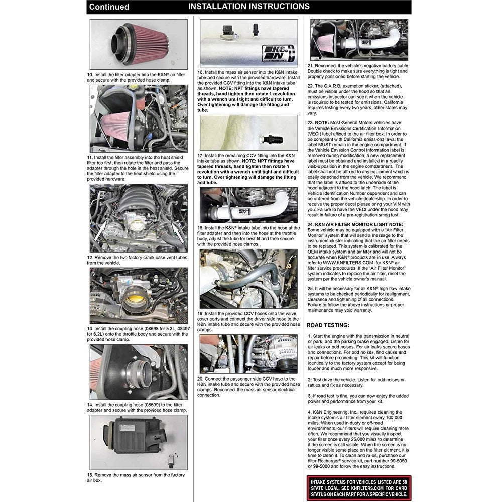 K&N 77 Series Performance Intake Kit - Chevy/GMC 14-15 Silverado/Seirra /2015 Suburban/Tahoe/Yukon