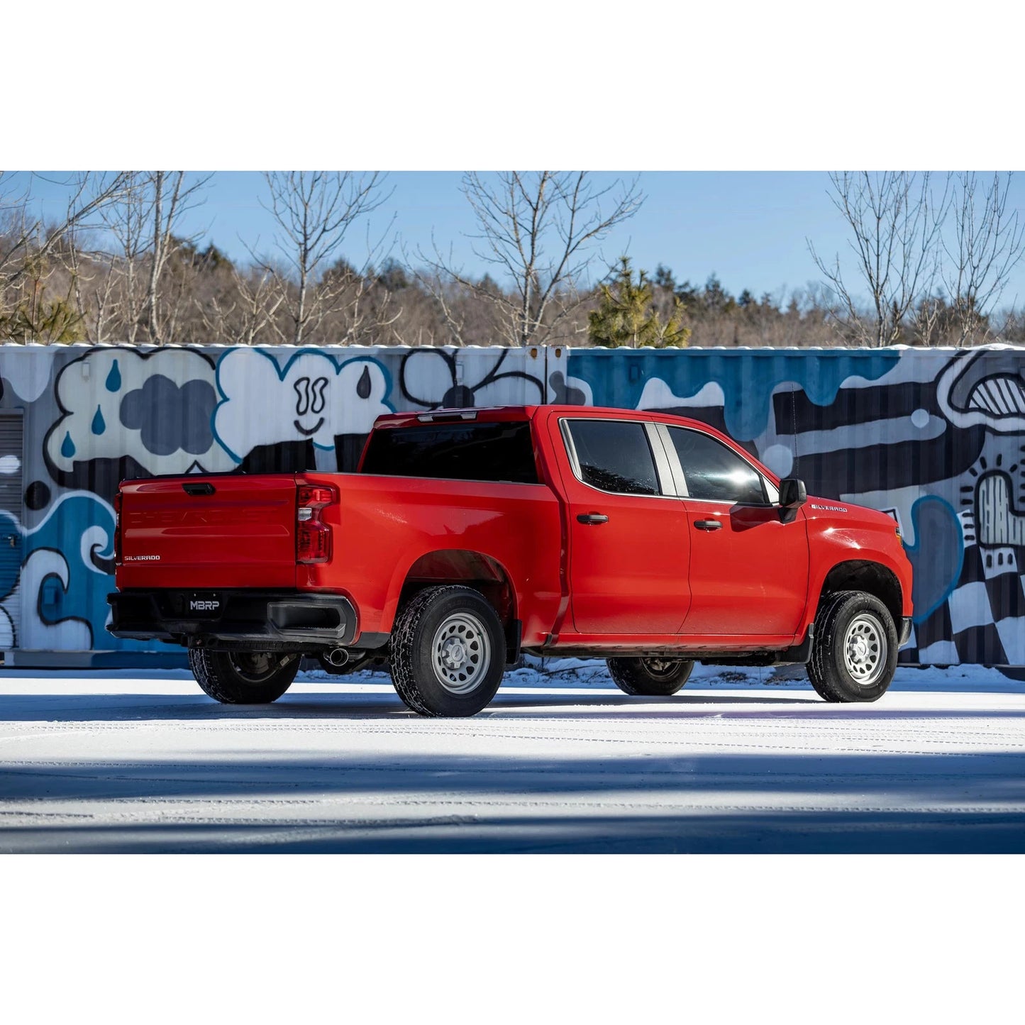 MBRP 19-24 GM 1500 Silverado/Sierra 2.7L Blk-Coated Alum. Steel 3in Cat-Back Single Side 4in Blk Tip