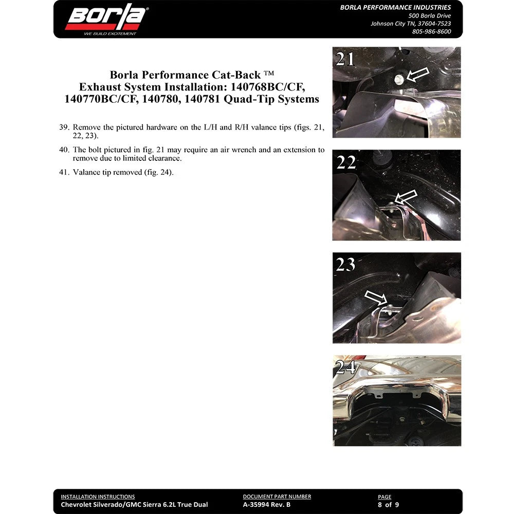 Borla 2019 Chevrolet Silverado / GMC Sierra 1500 S Type Catback Exhaust - 2.75in Pipe Diameter