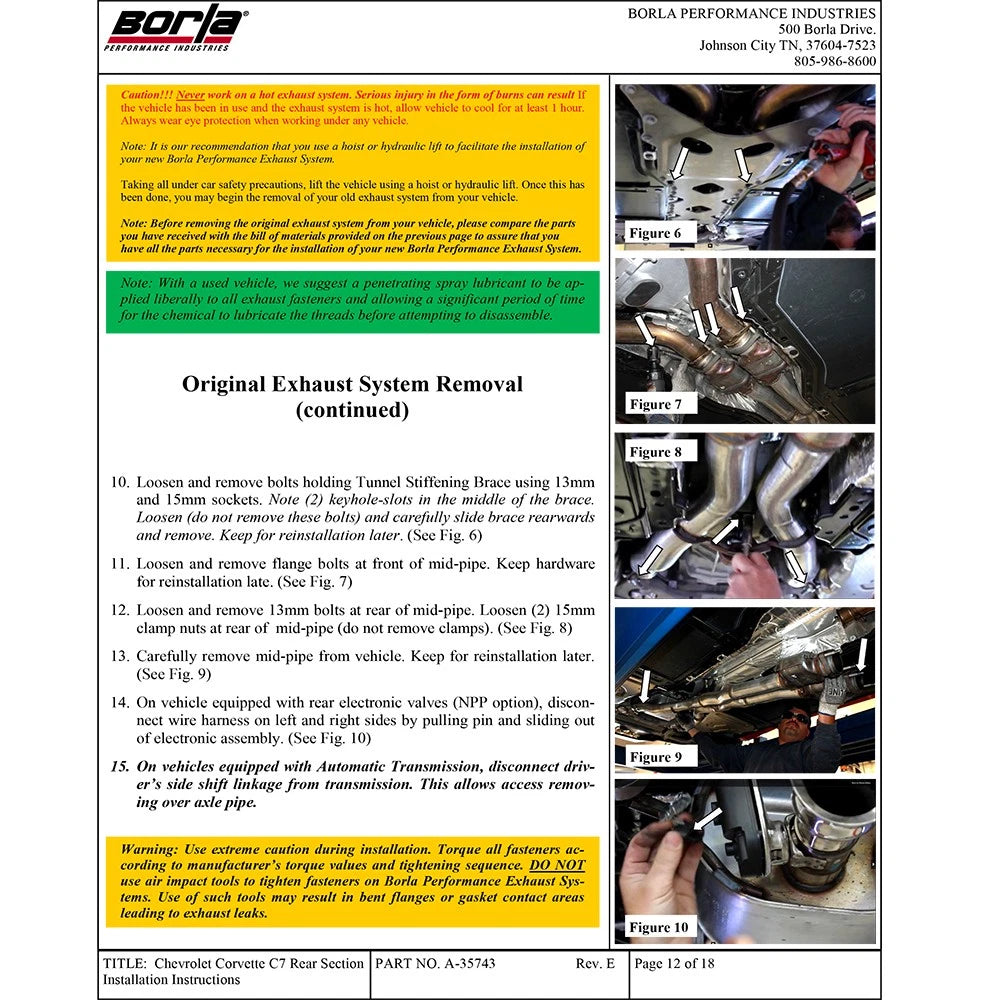 Borla 2014 Chevrolet Corvette C7 6.2L 8cyl ATAK Exhaust w/ NPP Dual Mode (rear section only)