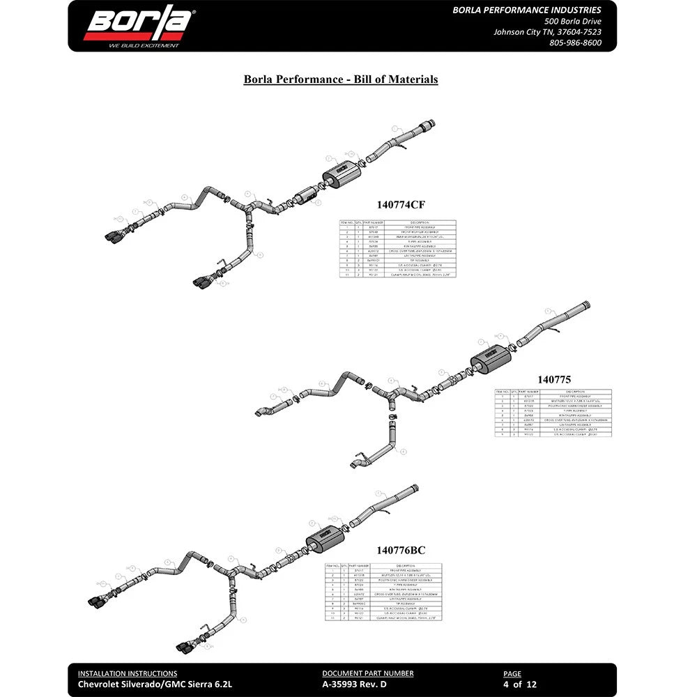 Borla 19 Chevrolet Silverado/GMC Sierra 1500 6.2L SS ATAK Catback Exhaust w/ Factory Tips
