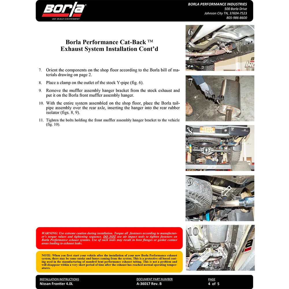 Borla 05-19 Nissan Frontier 4.0L V6 AT/MT Regular Cab S-type Exhaust (2wd/4wd)