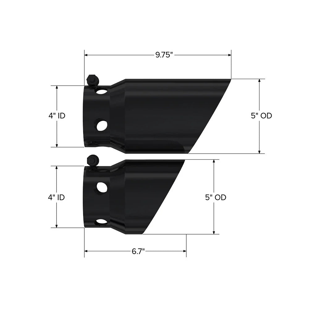 MBRP 2008+ Ford F250/350/450 6.4 L 4 inlet 5 Tip Cover Set - 6.75in and 9.75in Length - Black