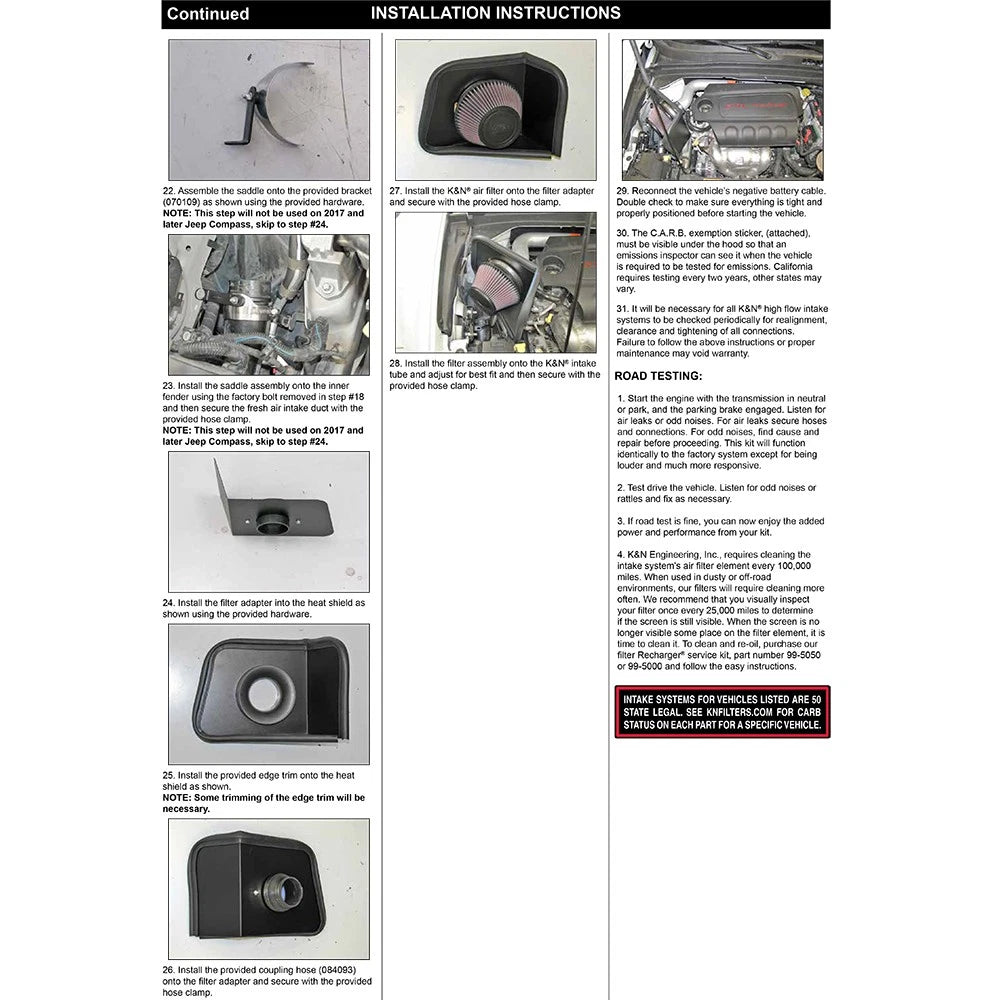 K&N 2015 Jeep Renegade L4-2.4L High Flow Performance Air Intake Kit