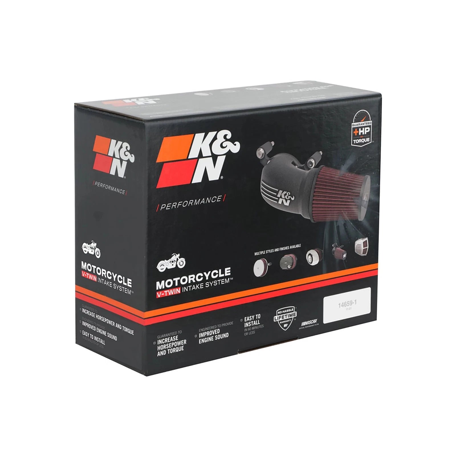 K&N Street Metal Intake System for 01-16 Harley-Davidson Softail/Dyna - Shaker Black