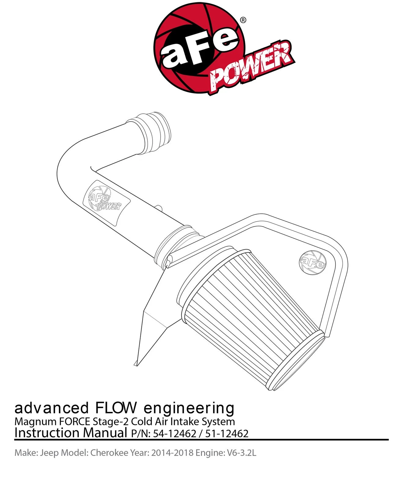 aFe MagnumFORCE Intake Stage-2 PRO 5R 2014 Jeep Cherokee V6 3.2L