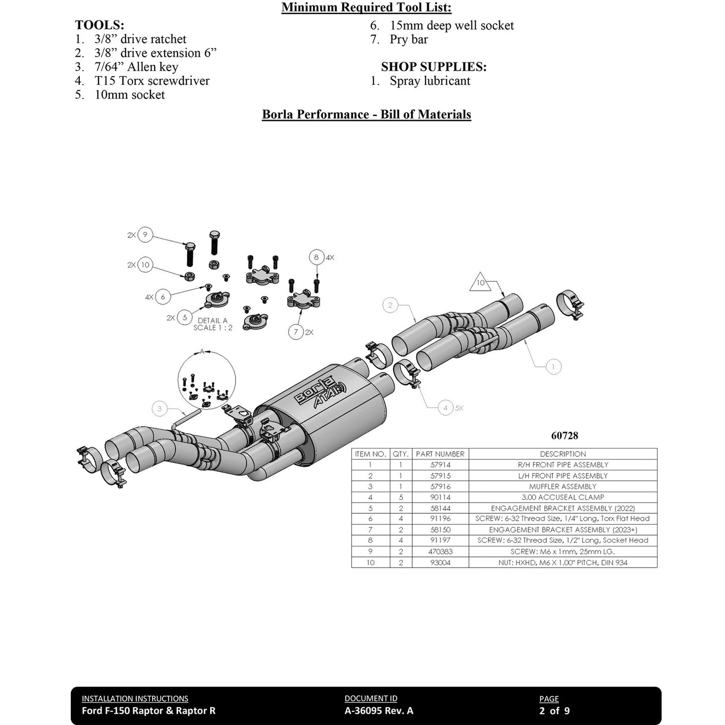 Borla 23-24 Ford F-150 Raptor R ATAK Catback Exhaust