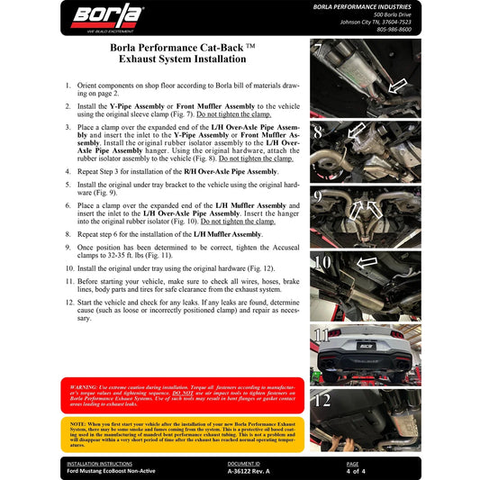 Borla 2024 Ford Mustang 2.3L Ecoboost 2.50 S-TYPE CFBA Catback Exhaust - Non-Active