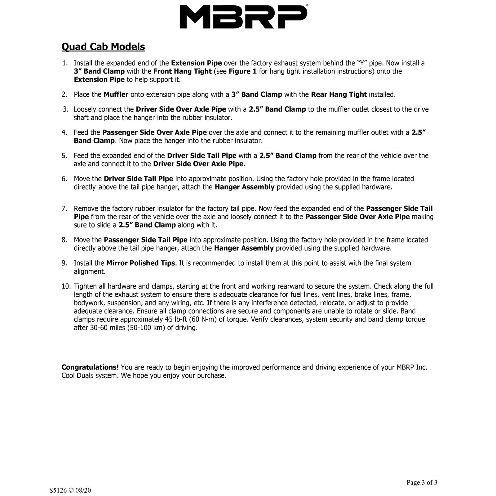 MBRP 2006-2008 Dodge Ram Hemi 1500 5.7L SC/CC-SB Cat Back Dual Split Rear