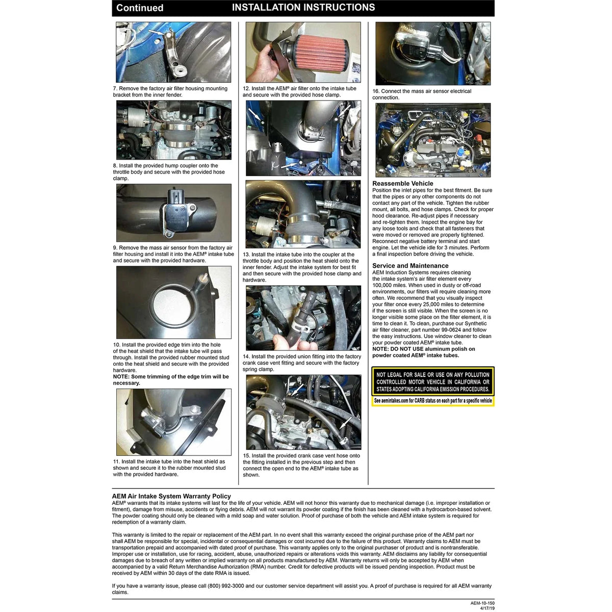 AEM C.A.S. 17-18 Subaru Legacy H4-2.5L F/I Cold Air Intake