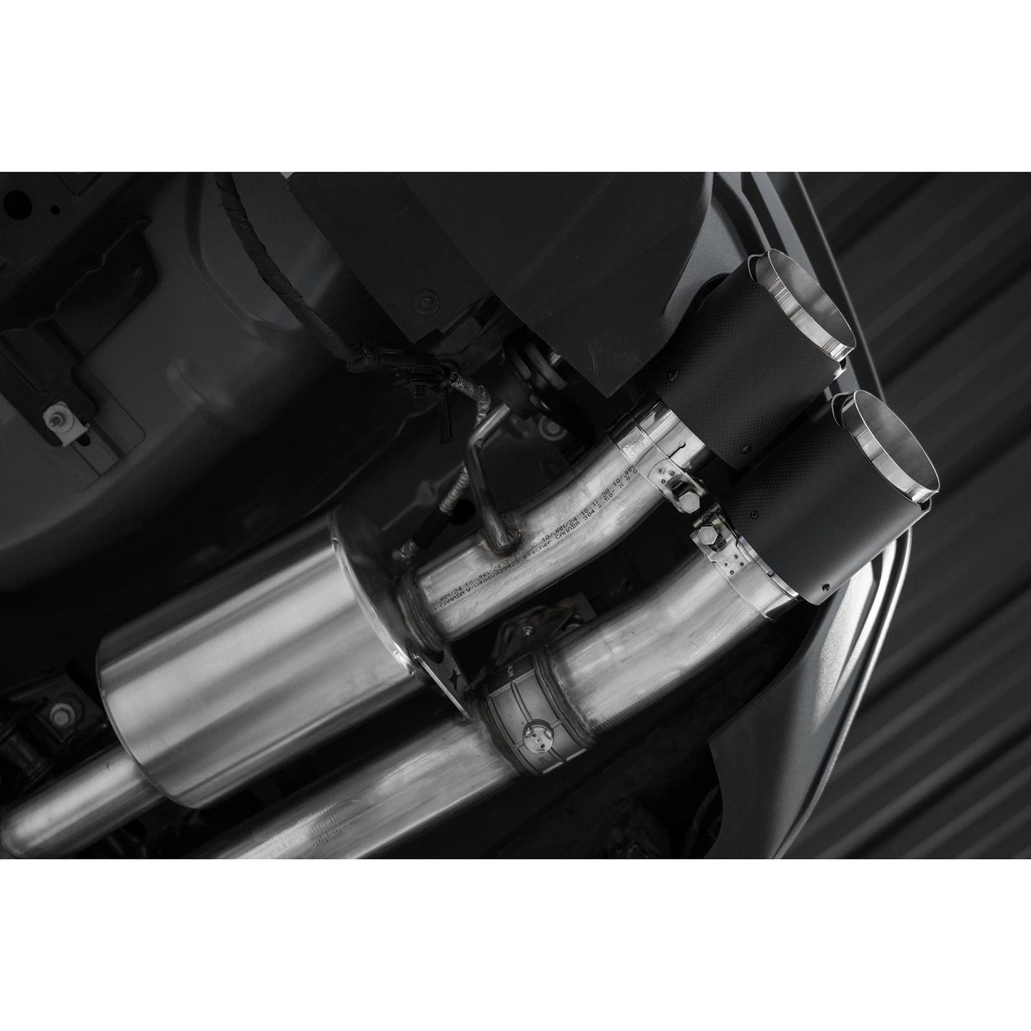 MBRP 2024+ For Mustang GT (S650) 3in Cat-Back Quad Tip - 4in Carbon Fiber Tips