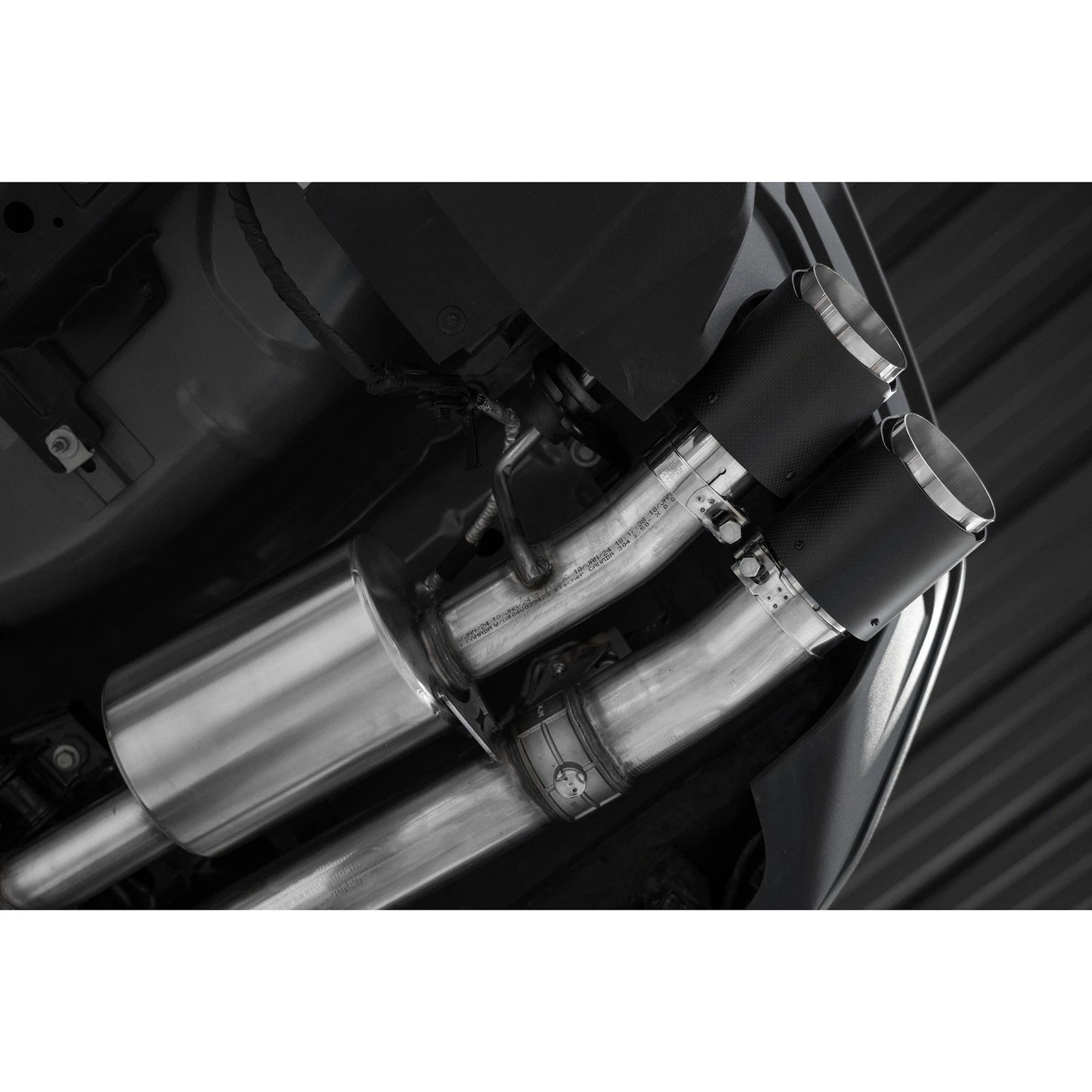 MBRP 2024+ For Mustang GT (S650) 3in Cat-Back Quad Tip - 4in Carbon Fiber Tips