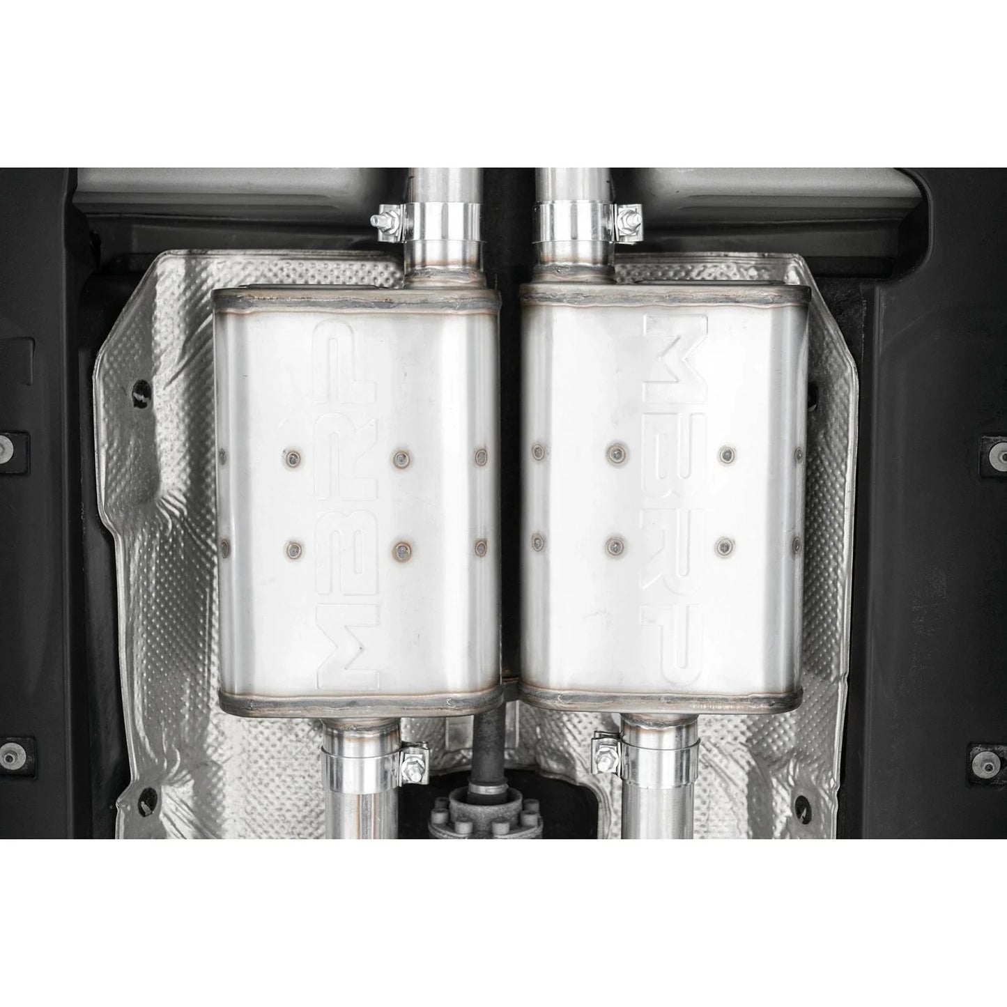 MBRP 2015+ Dodge Challenger 3.6L SS 2.5in Quad Tip Split Rear Exit w/ Carbon Fiber Tips - T304