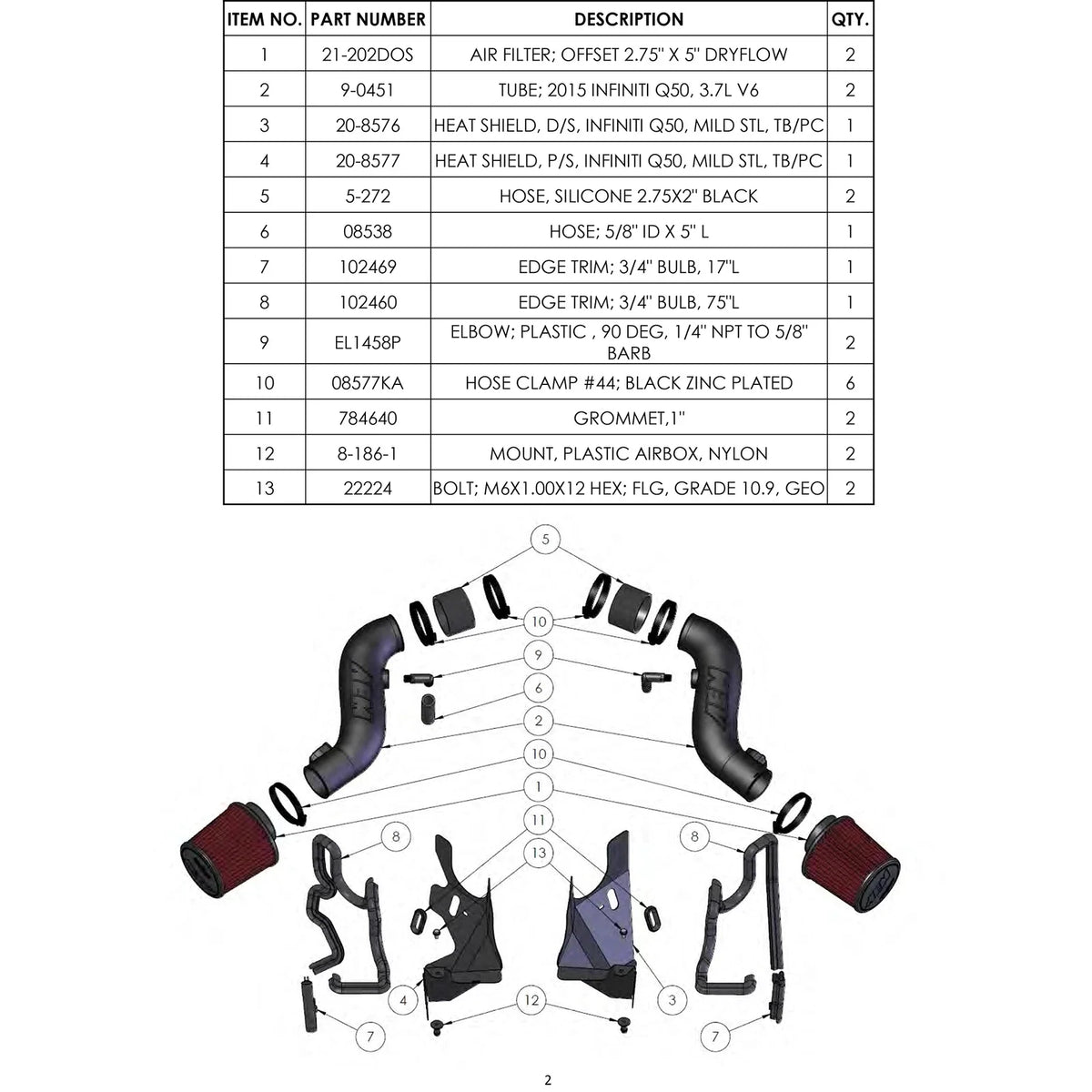 AEM 2014-2016 C.A.S. Infiniti Q50 V6-3.7L F/I Cold Air Intake
