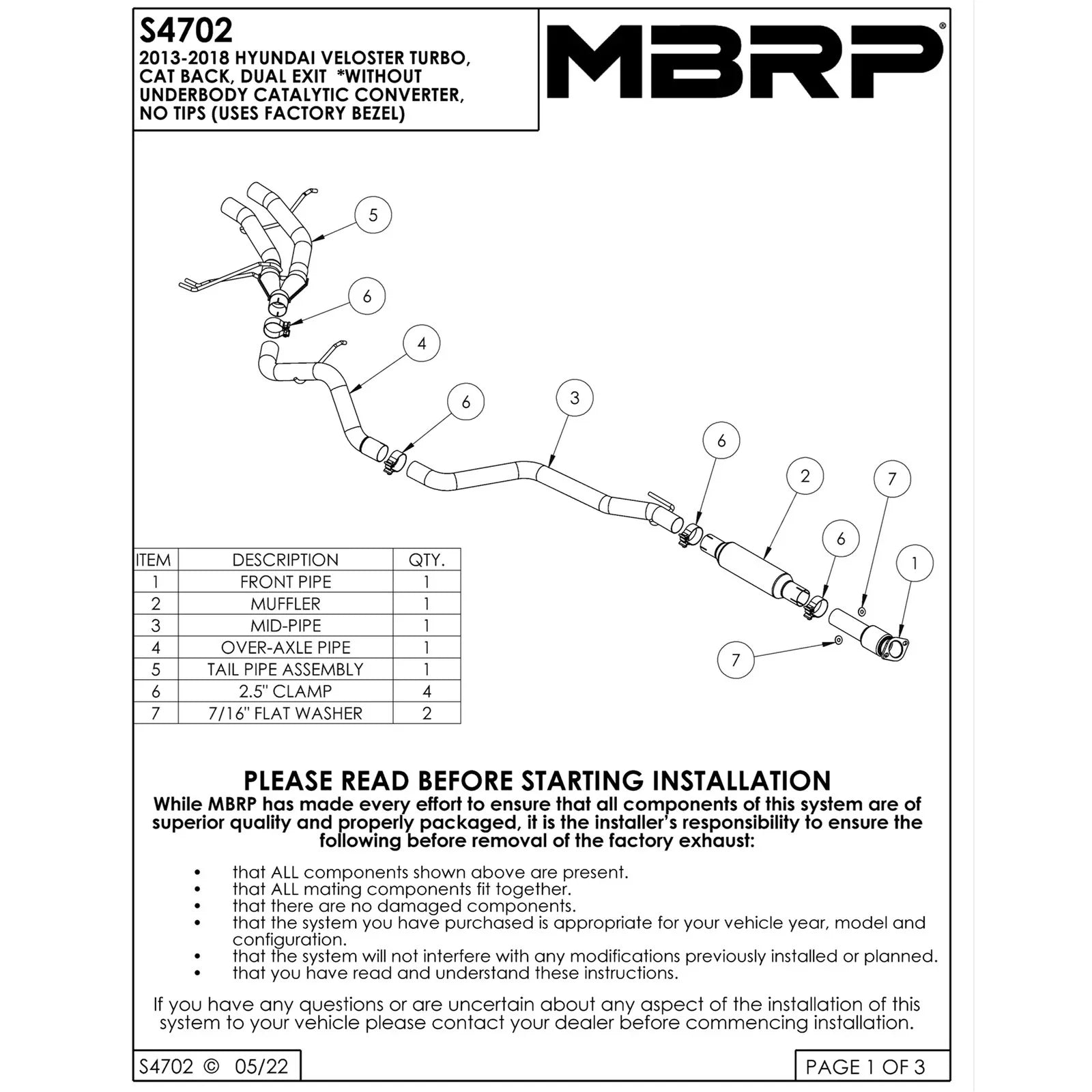 MBRP 13-18 Hyundai Veloster Turbo 2.5in AL Cat Back - Dual Exit