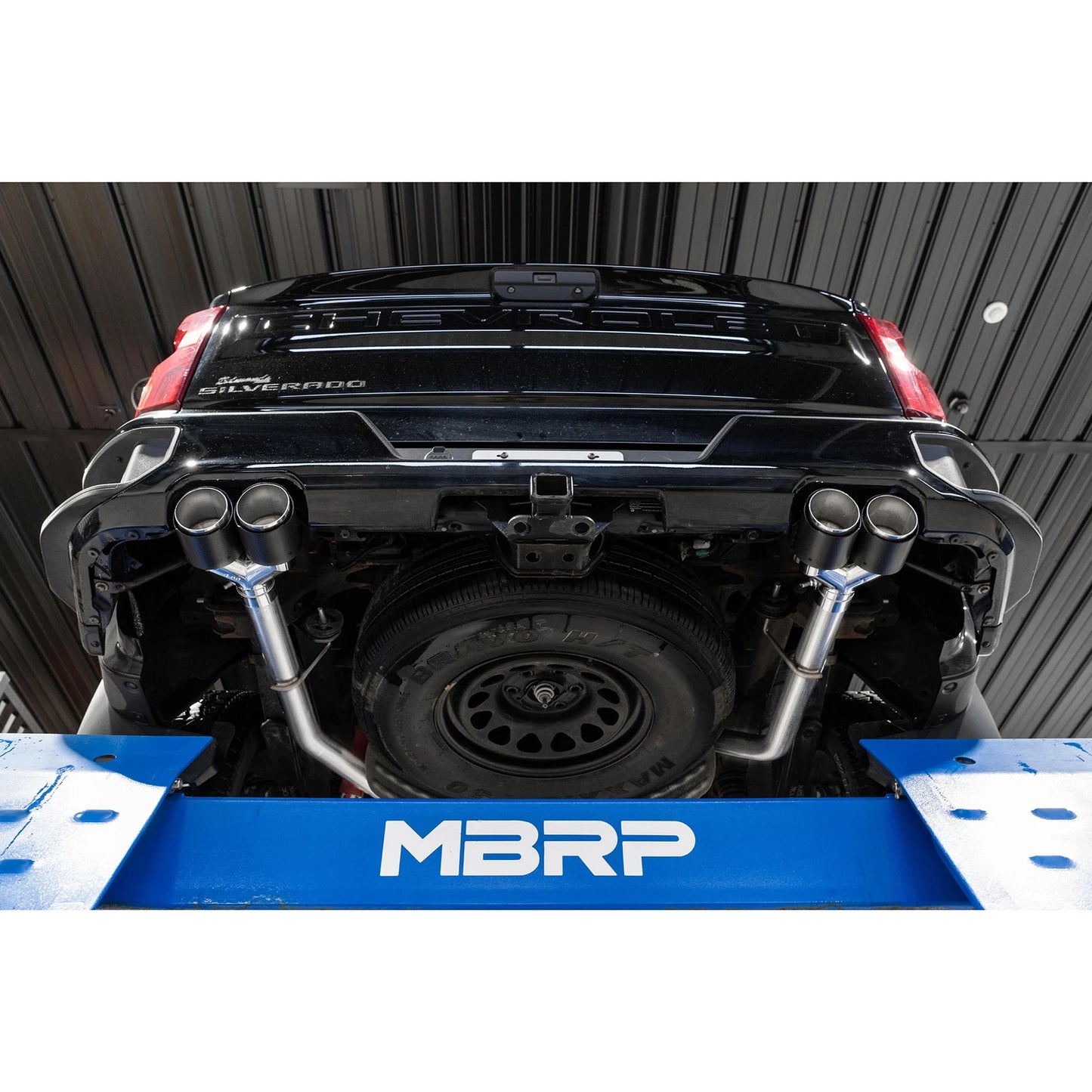 MBRP 19-21 Chevy Silverado 1500 6.2L 2.5in Dual Split Rear Cat Back w/ Quad Carbon Fiber Tips- T304