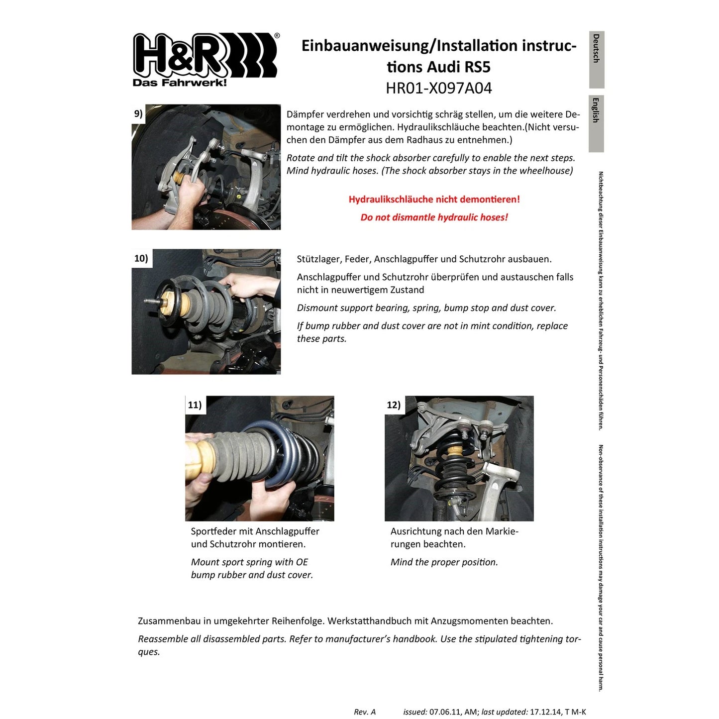 H&R 18-23 Audi RS5 Coupe (AWD) B9 Sport Spring (w/RS Susp. & w/DRC)