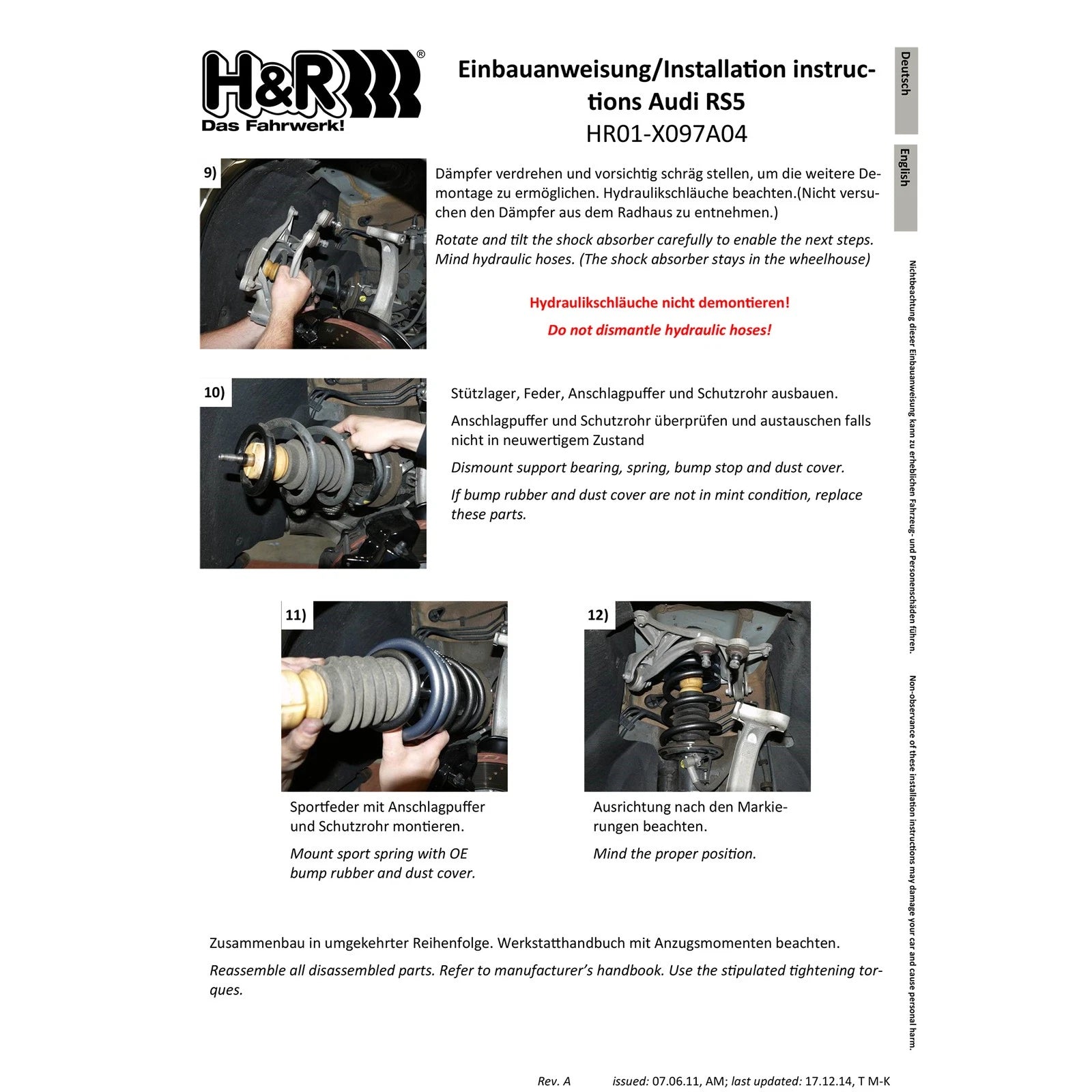 H&R 18-23 Audi RS5 Coupe (AWD) B9 Sport Spring (w/RS Susp. & w/DRC)
