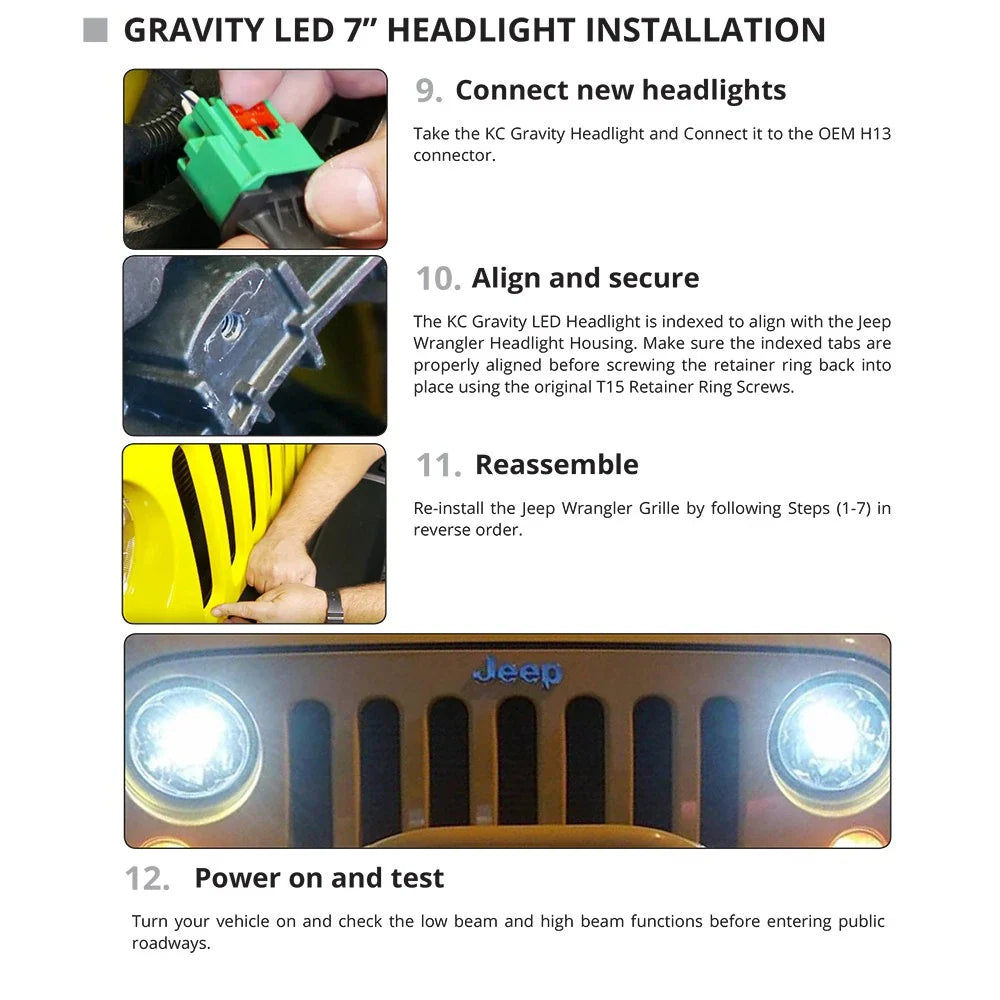KC HiLiTES 07-18 Jeep JK (Not for Rubicon/Sahara) 7in. Gravity LED DOT Headlight (Pair Pack System)