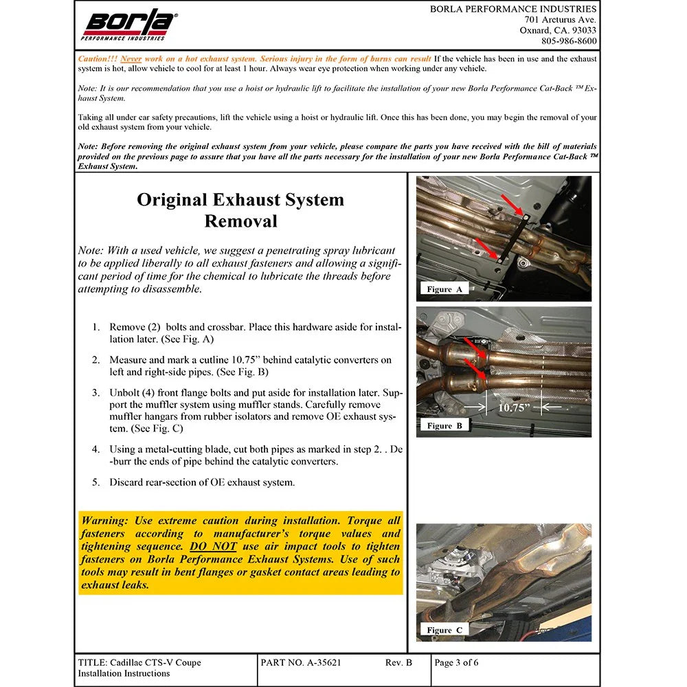Borla 11-15 Cadillac CTS V Coupe 6.2L 8 cyl SS, S Type Exhaust (rear section only)