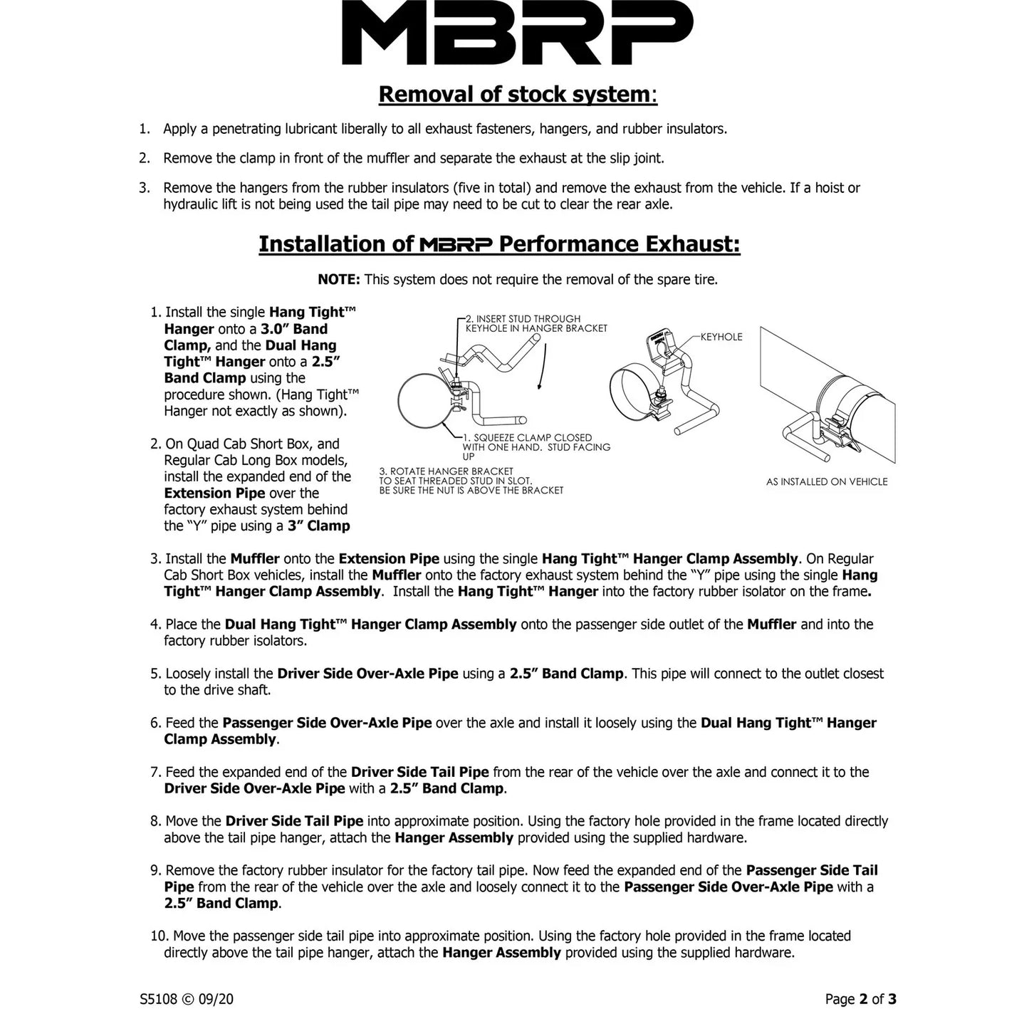 MBRP 2003 Dodge Ram Hemi 1500 5.7L SC/CC-SB Cat Back Dual Split Rear