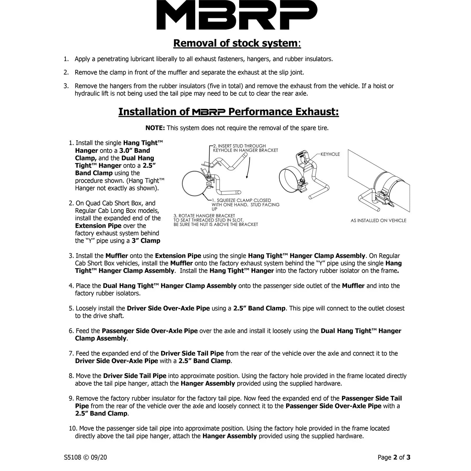 MBRP 2003 Dodge Ram Hemi 1500 5.7L SC/CC-SB Cat Back Dual Split Rear