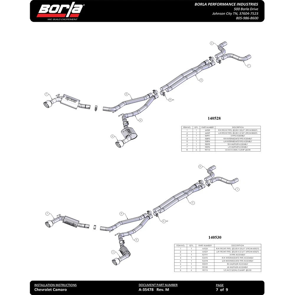 Borla 14-15 Chevy Camaro SS 6.2L V8 Single Split Rear Exit S-Type Catback Exhaust
