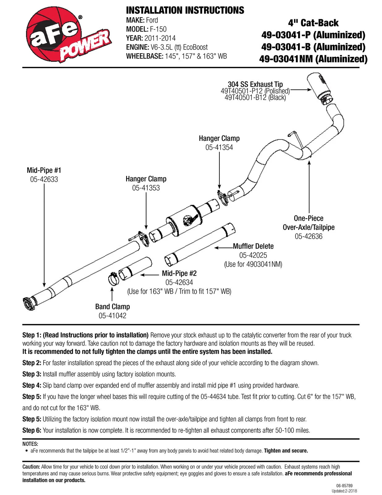 aFe Atlas Exhaust 4in Aluminized Cat-Back w/ 304 SS Black Tip 11-13 Ford F-150 EcoBoost V6 3.5L (tt)