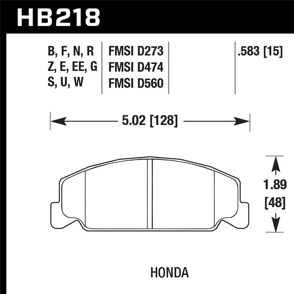 Hawk 88-89 Civic Si / 92-00 Civic CX / 88-00 DX / 98-00 GX HPS Street  Front Brake Pads