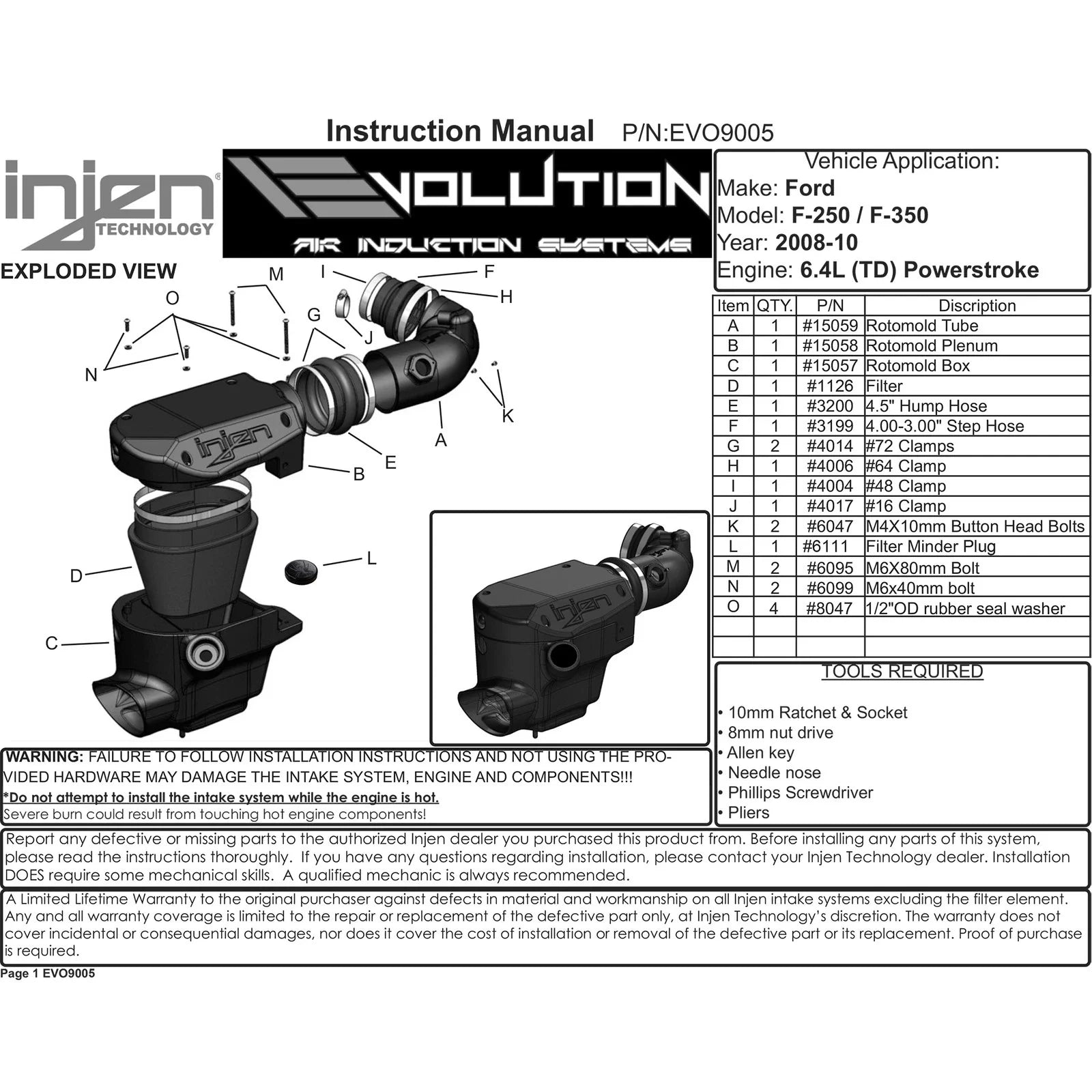 Injen 08-10 Ford F-250/F-350 6.4L Powerstroke Evolution Intake