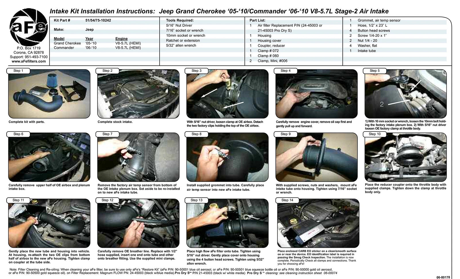 aFe MagnumFORCE Intakes Stage-2 PDS AIS PDS Jeep Grand Cherokee 05-07 Commander 06-07 V8-5.7L