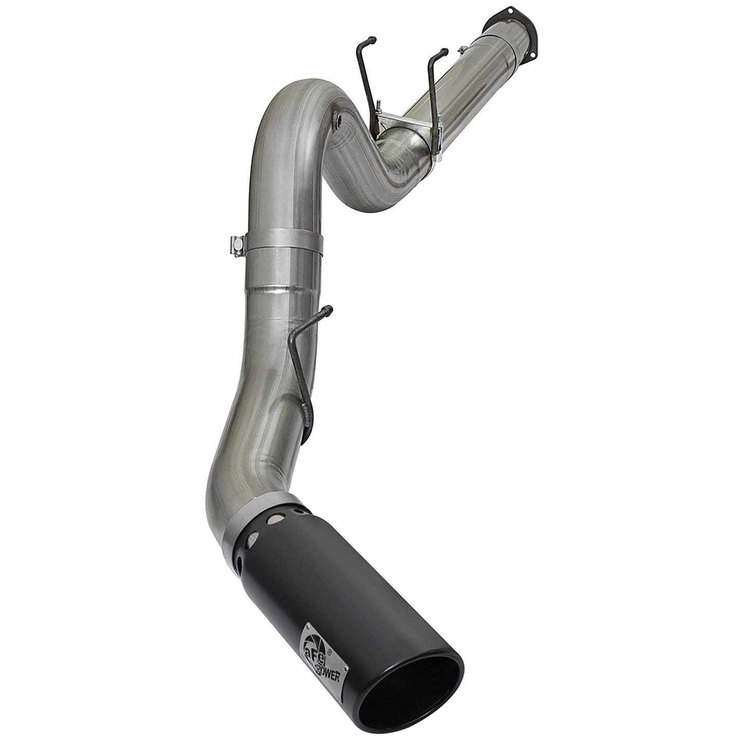 aFe Large Bore-HD 5in DPF Back 409 SS Exhaust System w/Black Tip 2017 Ford Diesel Trucks V8 6.7L(td)