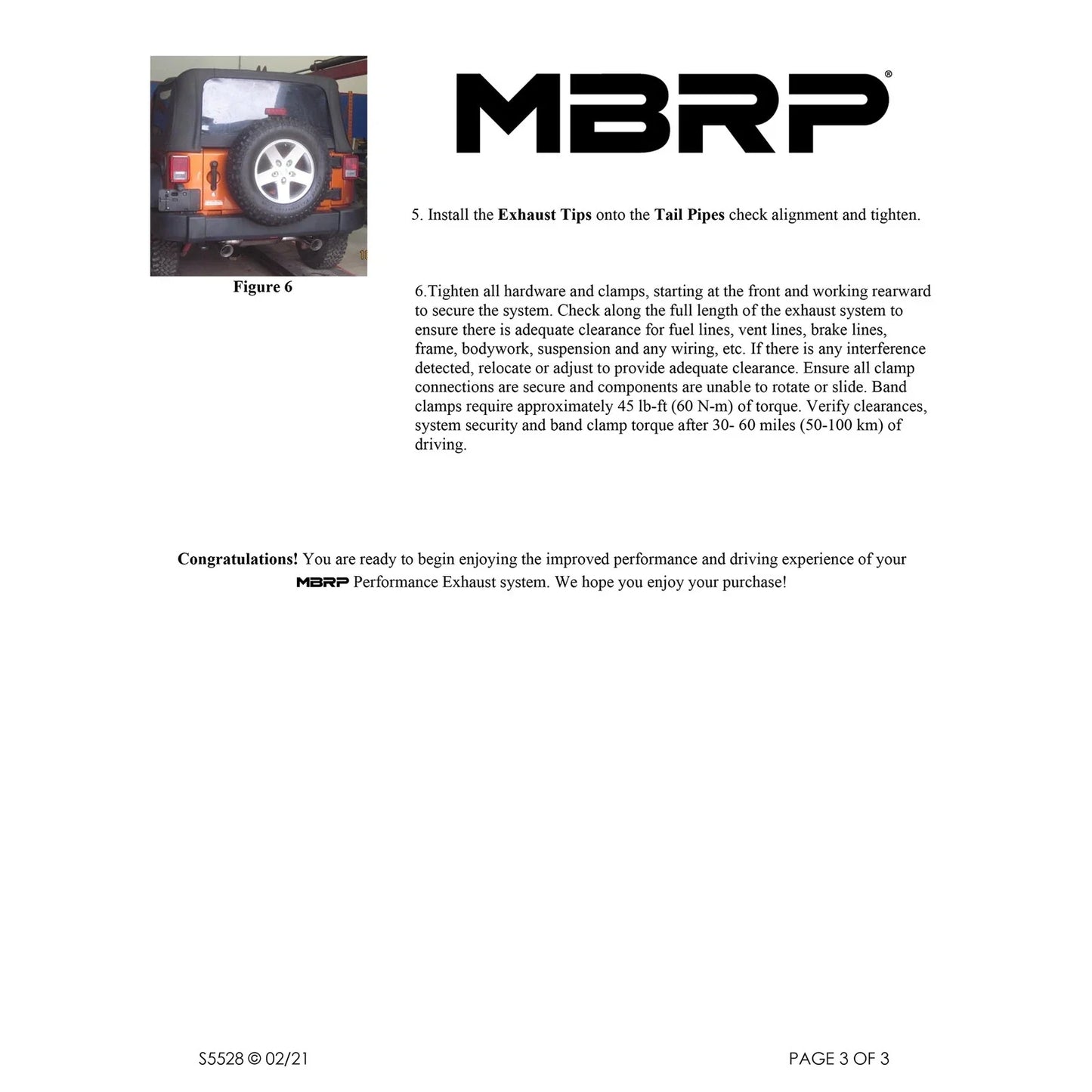 MBRP 07-14 Jeep Wrangler/Rubicon 3.6L/3.8L V6 Axle-Back Dual Rear Exit Black Performance Exhaust Sys