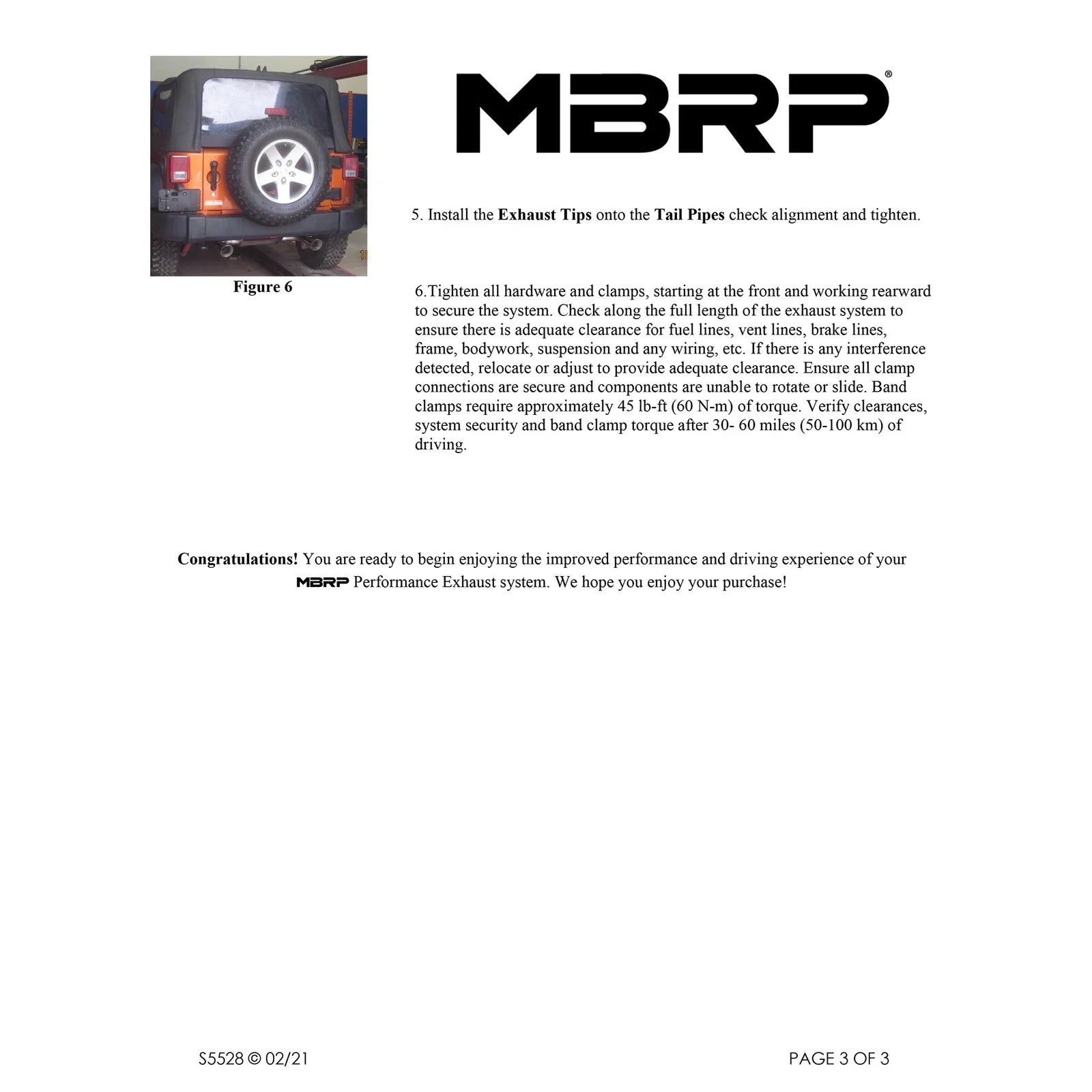 MBRP 07-14 Jeep Wrangler/Rubicon 3.6L/3.8L V6 Axle-Back Dual Rear Exit Black Performance Exhaust Sys