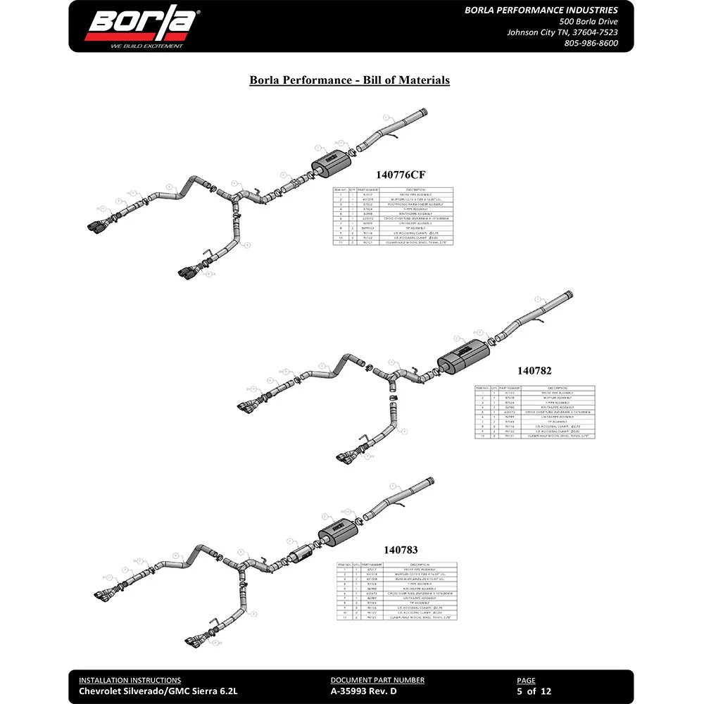 Borla 19 Chevrolet Silverado/GMC Sierra 1500 6.2L SS Touring Catback Exhaust