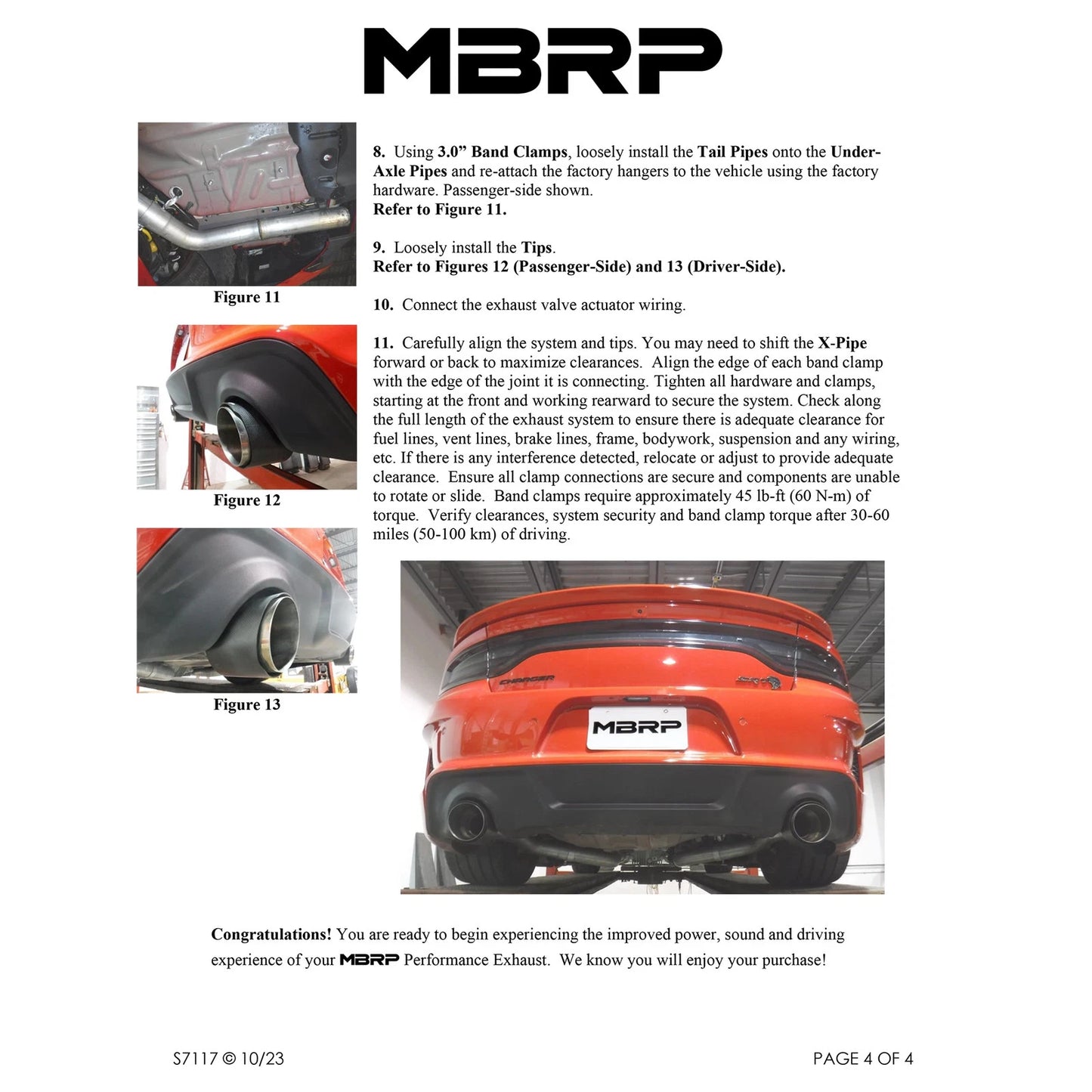 MBRP 17-21 Charger 5.7/6.1/6.4L 3in Dual Rear Exit SS Catback Exhaust w/ Carbon Fiber Tips
