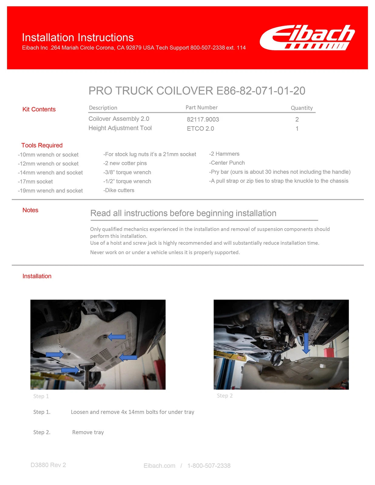 Eibach Pro-Truck Coilover 2.0 Front for 10-20 Toyota 4Runner 2WD/4WD