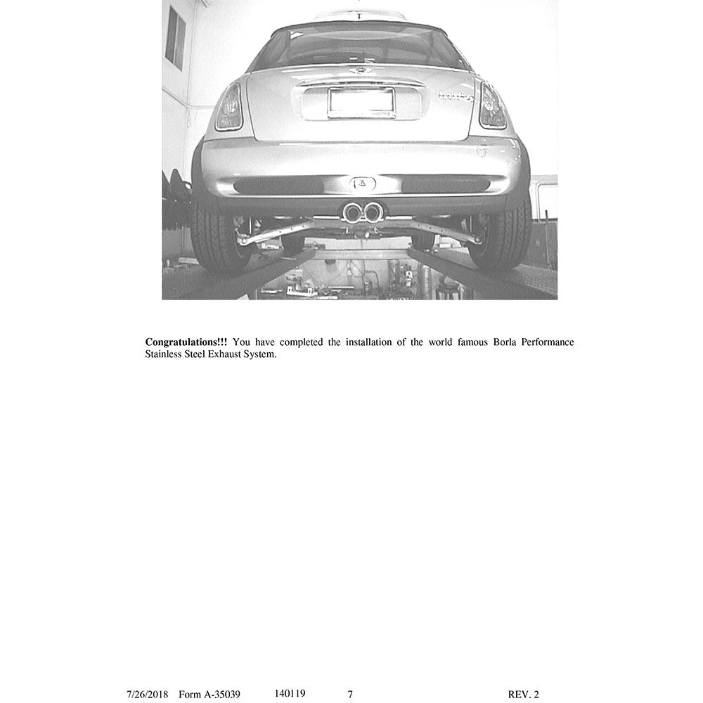 Borla 04-06 Mini Cooper S (Incl. Convertible) Aggressive Cat-back