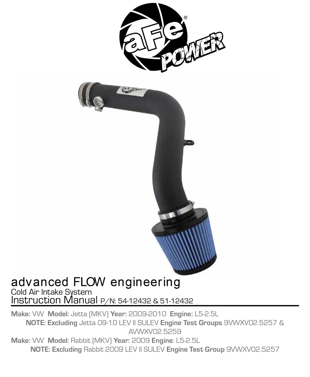 aFe MagnumFORCE Stage-2 Pro DRY S CAIS 09-10 Volkswagen Jetta/Golf/Rabbit (MKV) L5-2.5L