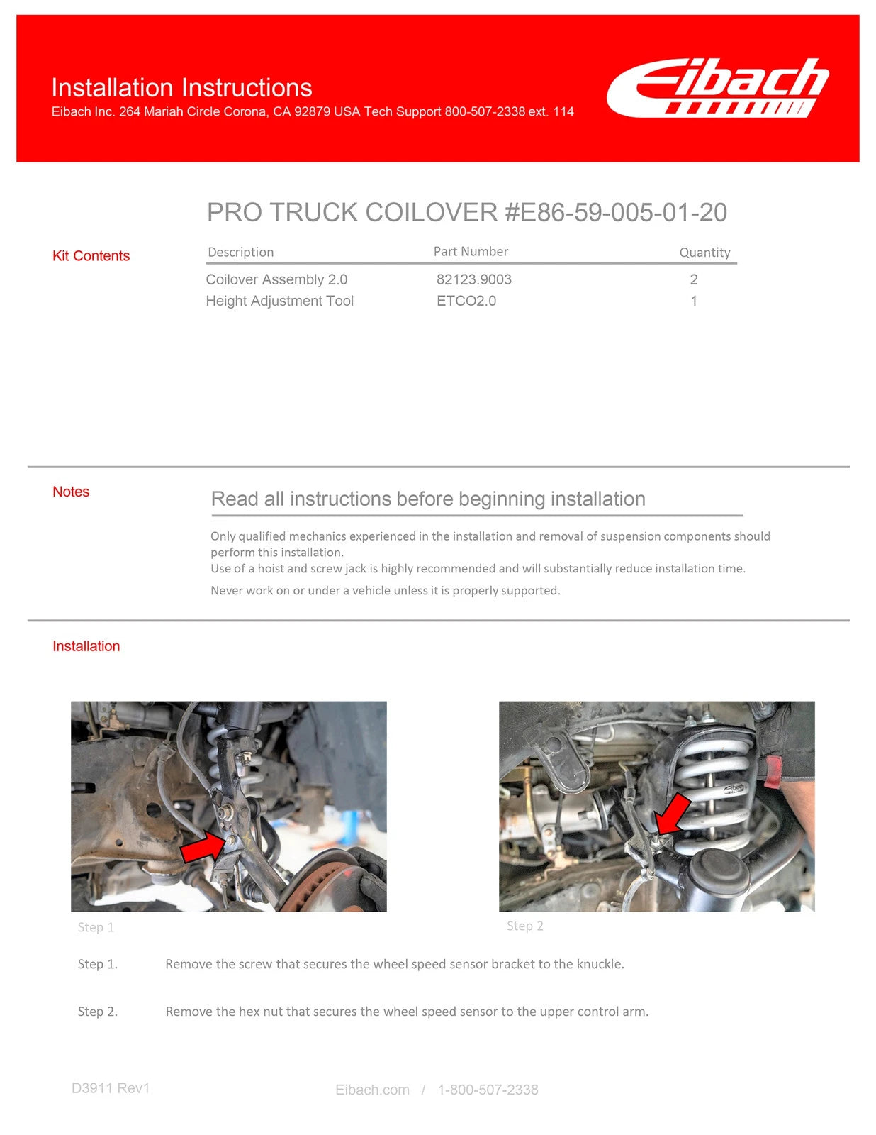 Eibach 10-22 Lexus GX460 (Non-Airbag) Pro-Truck Lift Kit System Stage 2