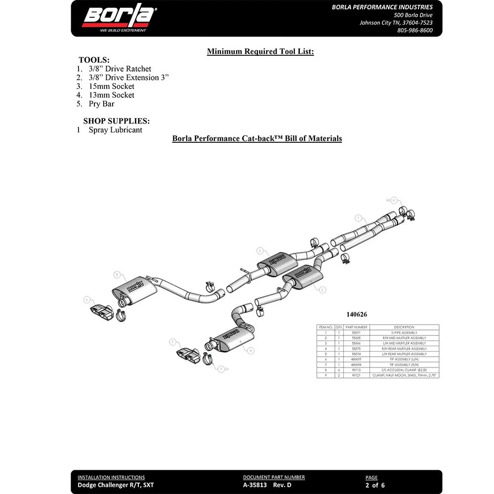 Borla 15-16 Dodge Challenger R/T 5.7L Dual Rectangle Angle Cut Dual Split Rear Exit S-Type Exhaust
