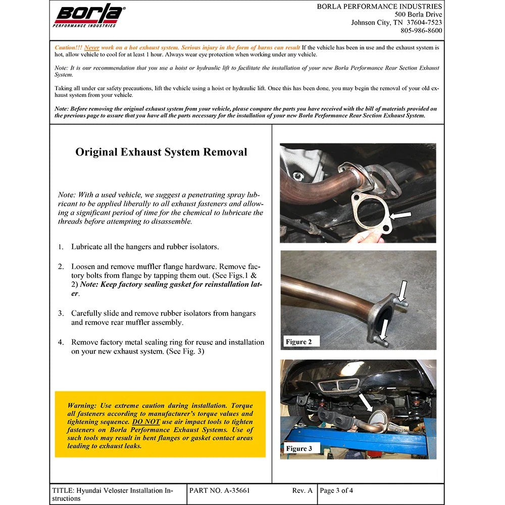 Borla 12-14 Veloster 1.6L AT/MT FWD 2dr 2.25in No Tips SS Exhaust (rear section only)