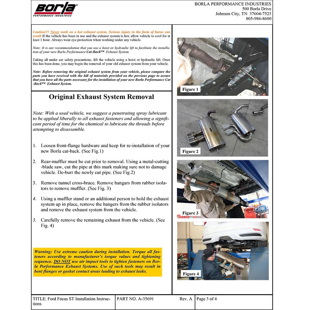 Borla 13-16 Ford Focus ST 5dr Hatchback Catback Exhaust