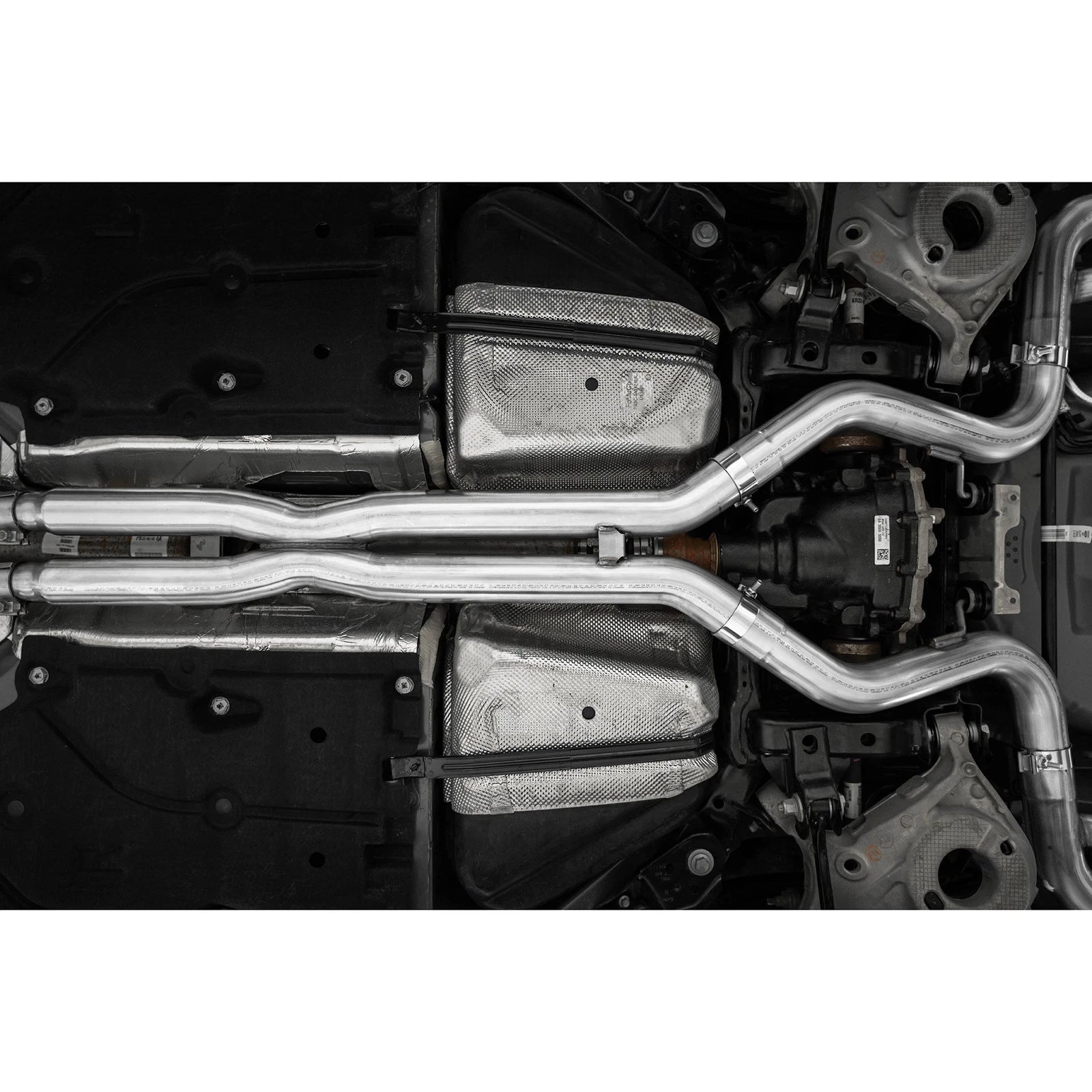 MBRP 2024+ Ford Mustang 5.0L Blk Alum. SS 3in Cat-Back Exhaust w/ Quad Blk Tips (Valve Delete)