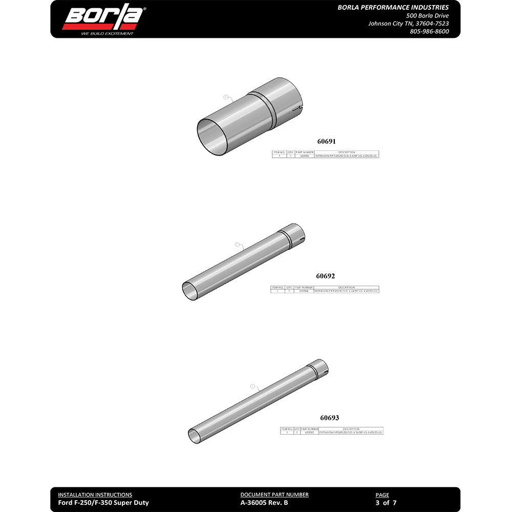 Borla 20-22 F-250/F-350 SUPER DUTY 7.3L V8 AT 2WD / 4WD 4DR WB142 S-TYPE Cat Back S RD RL AC S BLACK