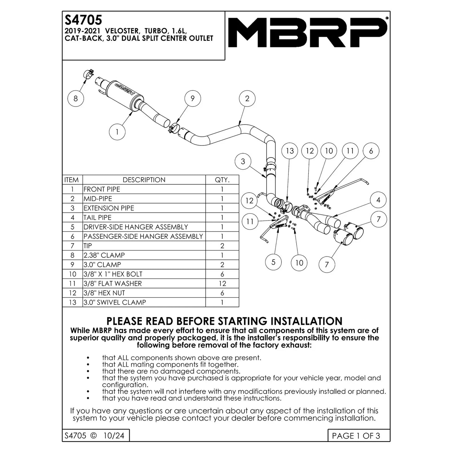 MBRP 2019+ MBRP Hyundai Veloster Turbo Cat Back - Aluminized