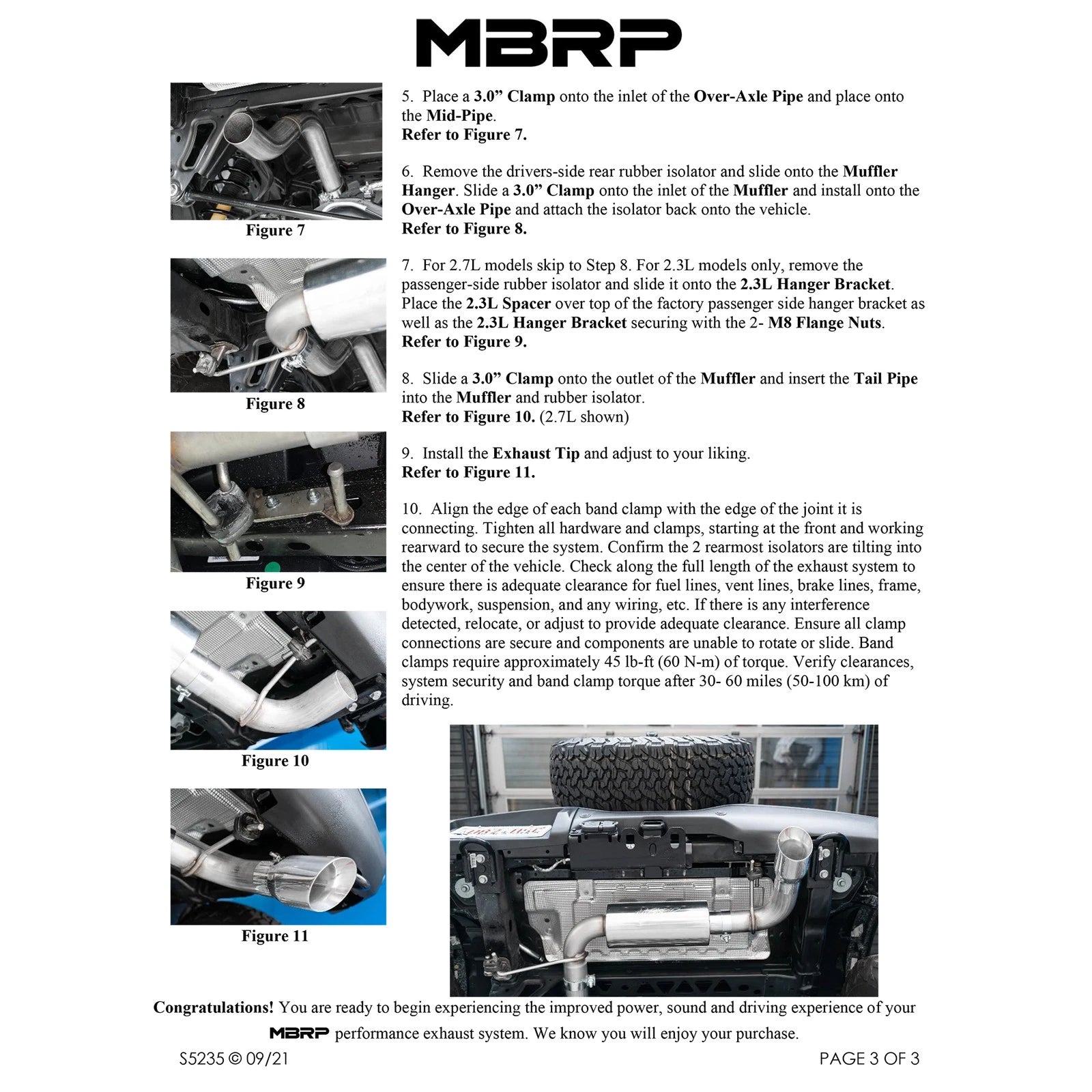 MBRP 2021+ Ford Bronco 2.3L/2.7L EcoBoost 3in Black Aluminized Catback Exhaust