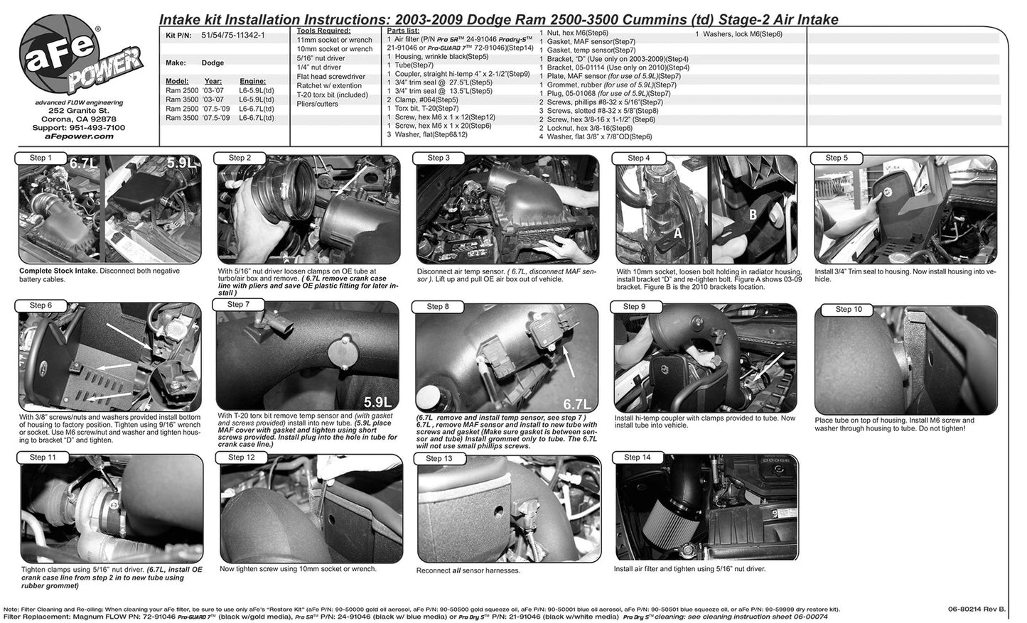 aFe MagnumFORCE Intakes Stage-2 P5R AIS P5R Dodge Diesel Trucks 03-09 L6-5.9/6.7L (td)