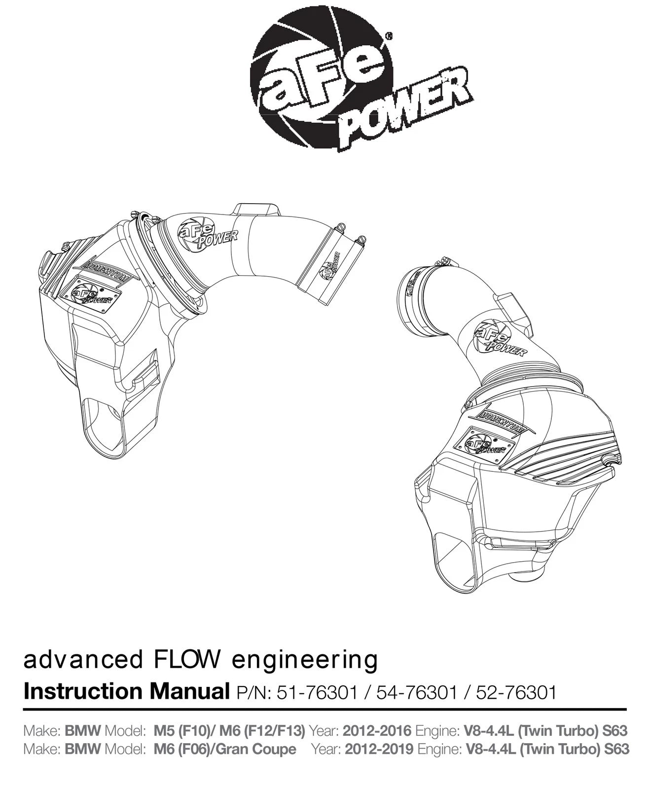 aFe Momentum PRO 5R Intake 12-14 BMW M5 V8 4.4L