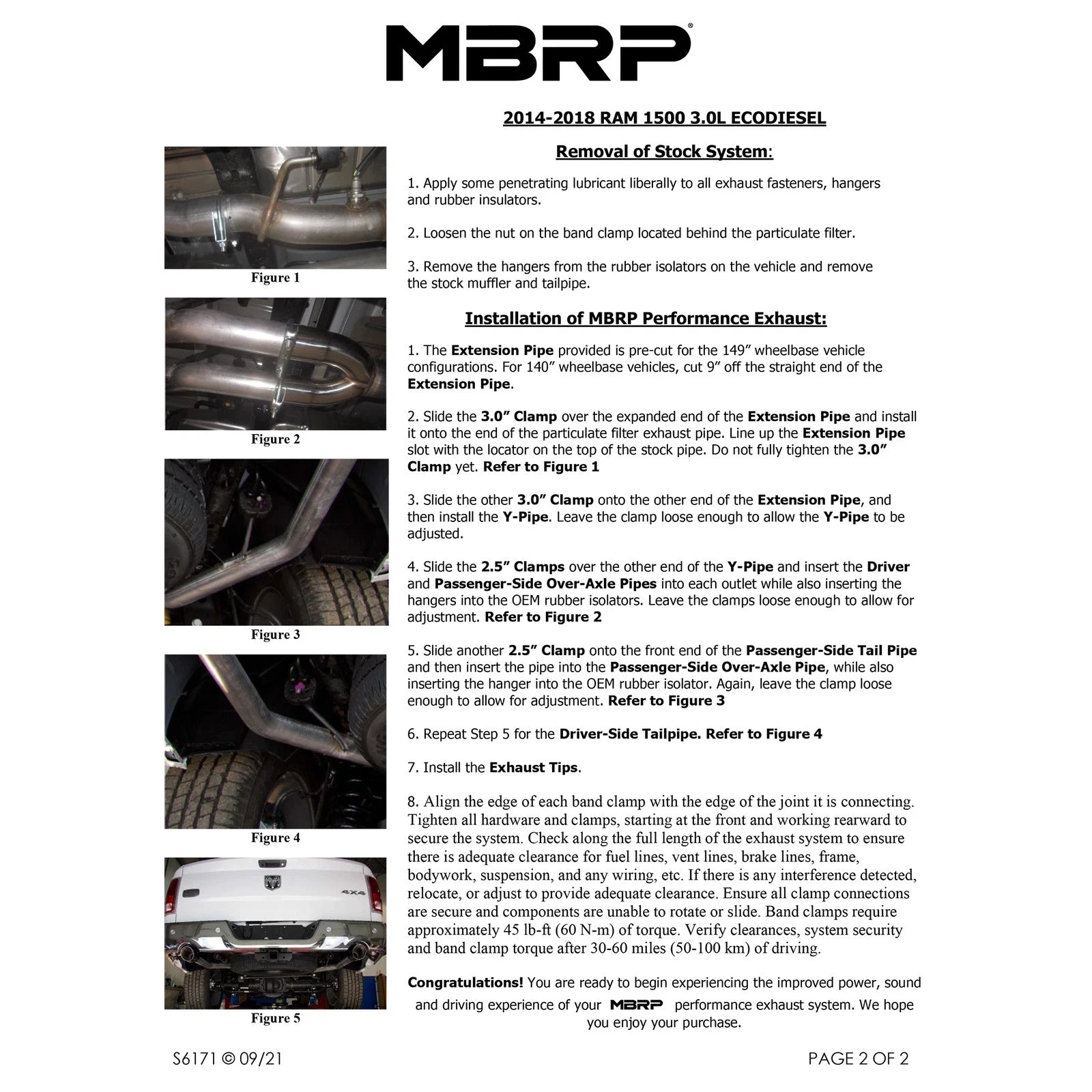 MBRP 2014 Dodge Ram 1500 3.0L EcoDiesel 2.5in Filter Back Exhaust Dual Split Rear Exit Alum